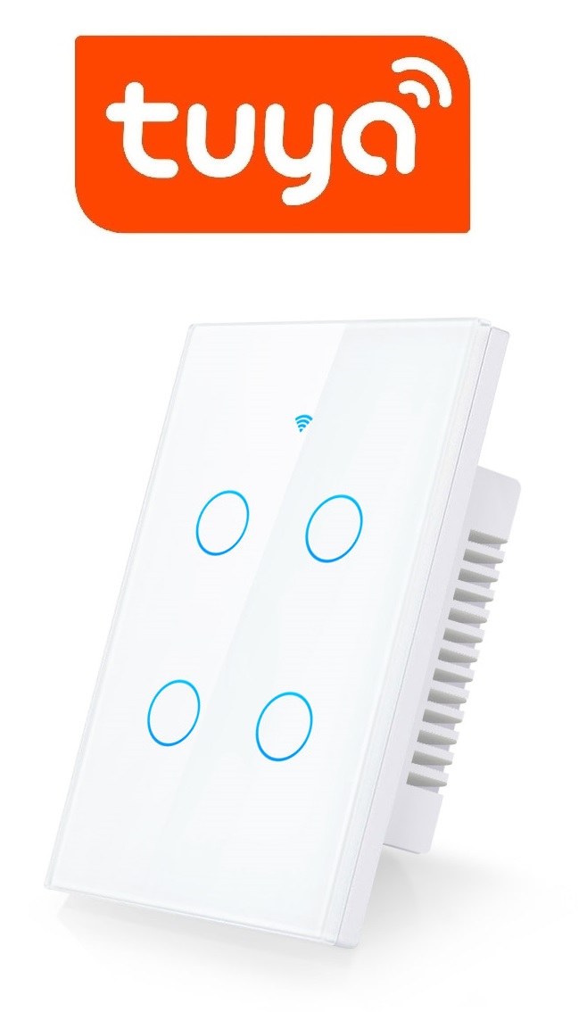 Interruptor De Luz Táctil Tuya Smart 4 Ch Wifi Blanco Domótica Interruptores