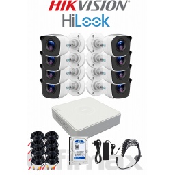 KIT DVR 8 CANALES HIKVISION 8 CAMARAS HILOOK 2MP FULLHD CABLES