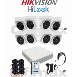 KIT DVR 8 CANALES HIKVISION 8 CAMARAS DOMO 2MP FULLHD CABLES