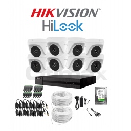 KIT DVR HIKVISION 8 CAMARAS HILOOK DOMO + DISCO CCTV SEGURIDAD