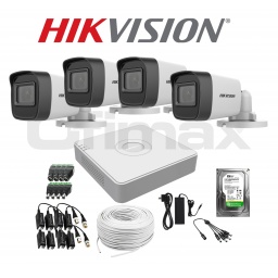 KIT DVR HIKVISION 4 CAMARAS 2MP BULLET + DISCO CCTV