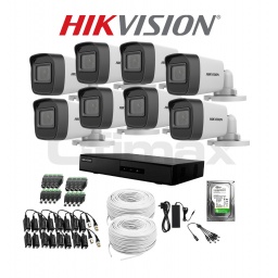 KIT DVR HIKVISION 8 CAMARAS 2MP BULLET + DISCO CCTV
