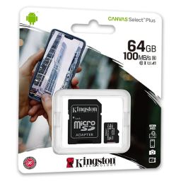 MEMORIA MICRO SD KINGSTON 64GB CANVAS SELECT PLUS 100MBS