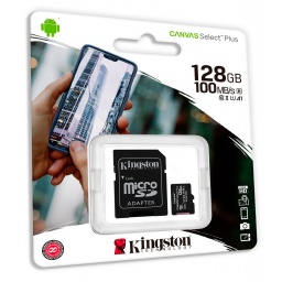 MEMORIA MICRO SD KINGSTON 128GB CANVAS SELECT PLUS 100MBS