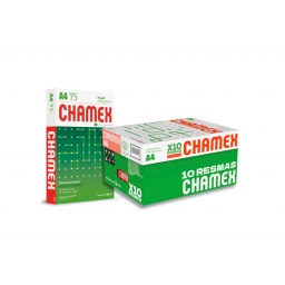 PAPEL CHAMEX A4 75 GRAMOS CAJA DE 10 PAQUETES DE 500 HOJAS