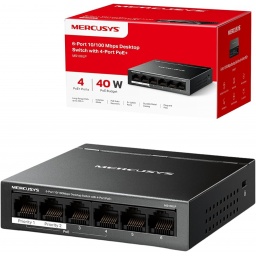 SWITCH ETHERNET 6 PORTS MERCUSYS 4 POE+ (10100 ATAF) - MS106LP