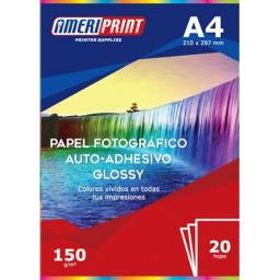 PAPEL FOTO A4 150GR ADHESIVO HIGH GLOSSY X 20 HOJAS