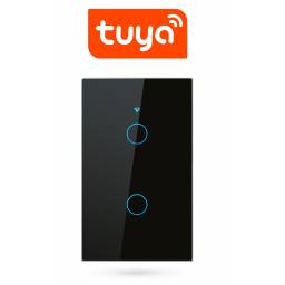 Interruptor De Luz Tctil Tuya Smart 2 Ch Wifi Negro