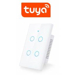 Interruptor De Luz Tctil Tuya Smart 4 Ch Wifi Blanco