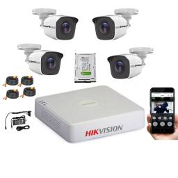 KIT CCTV SEGURIDAD HIKVISION 4 CAMARAS METAL 2MP FULHD + DISCO