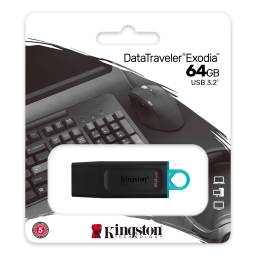 PENDRIVE KINGSTON 64GB EXODIA DATA TRAVELER 3.2 NEGRO