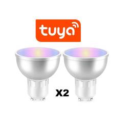 LAMPARA LED DICROICA WIFI RGB+W TUYA SMART 5W GU10 PACK X2