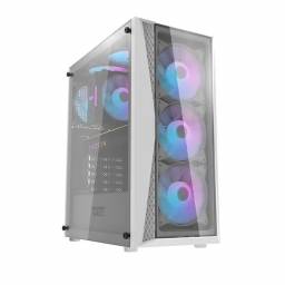 GABINETE DARKFLASH DK352 WHITE PLUS CON 4 FANS ARGB