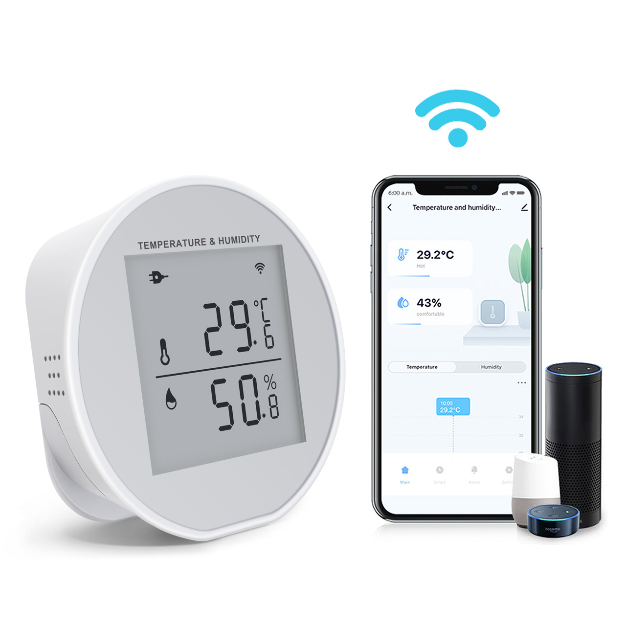 SENSOR HUMEDAD Y TEMPERATURA WIFI TUYA SMART Domótica Sensores