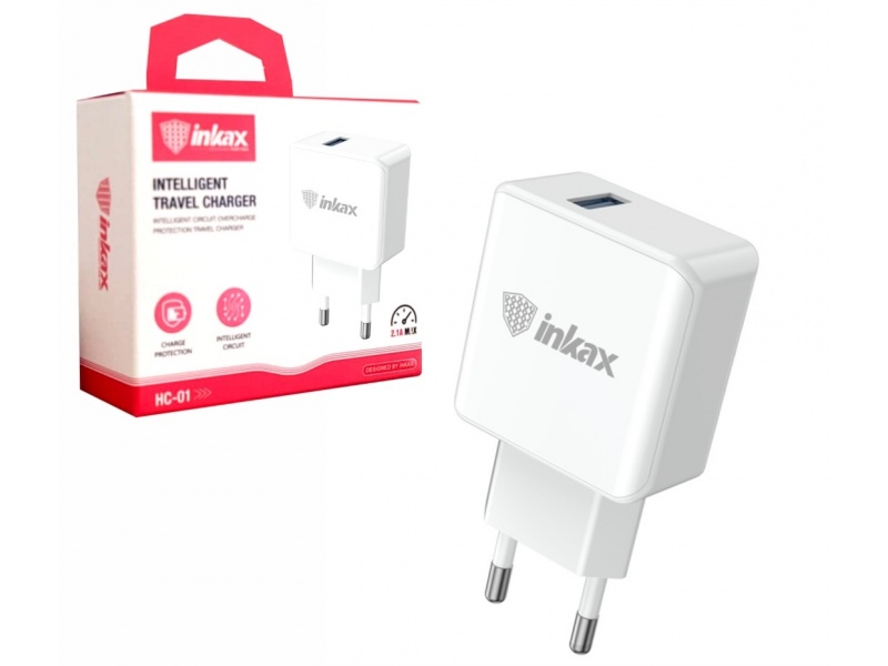 CARGADOR USB INKAX HC-01 2.1A - BLANCO