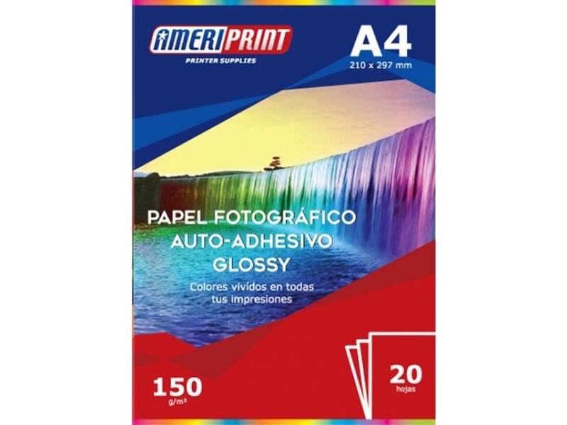 PAPEL FOTO A4 150GR ADHESIVO HIGH GLOSSY X 20 HOJAS