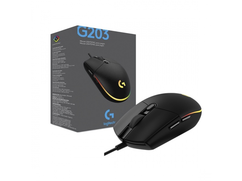 Mouse Logitech G203 Lightsync RGB Negro